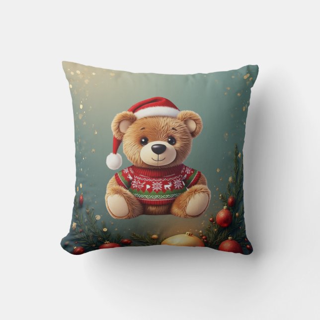 Almofada Travesseiro de Urso de Natal Fofo (Frente)