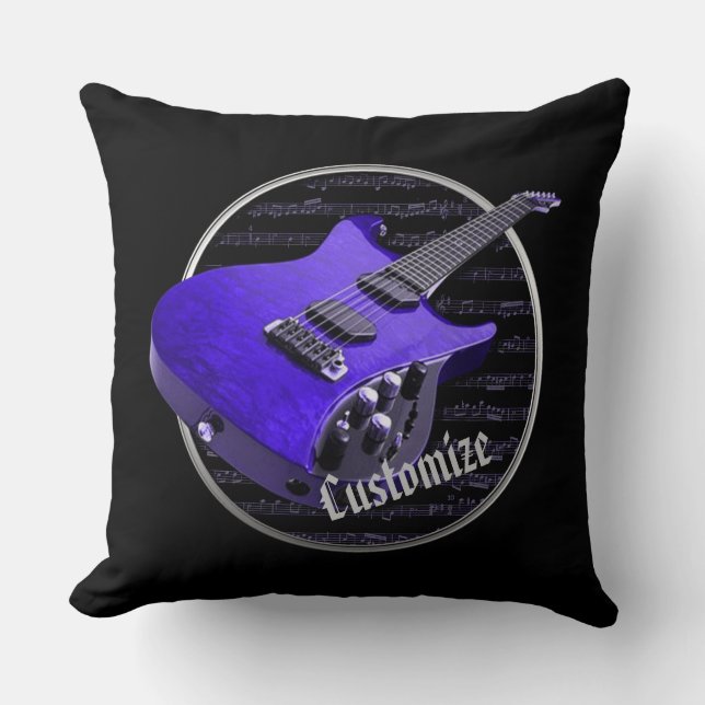 Almofada Travesseiro de Violão Elétrico Roxo Personalizado (Frente)