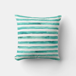 Almofada Travesseiro de Watercolor de Stripe Teal
