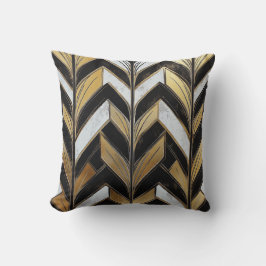 Almofada Travesseiro Deco Chevron Dourado Preto