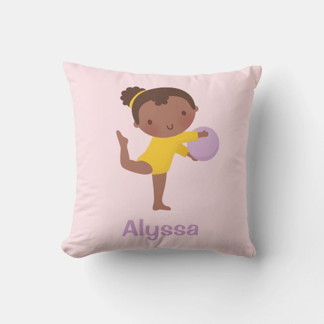 Almofada Travesseiro Decoração Quarto Ginástica Menina e Bo (Frente)