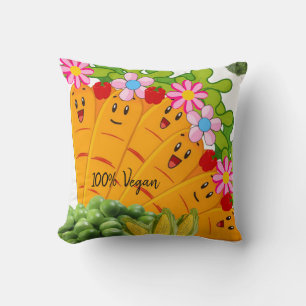 Almofada Travesseiro decorativo 100% Vegan Carrots Peas Flo
