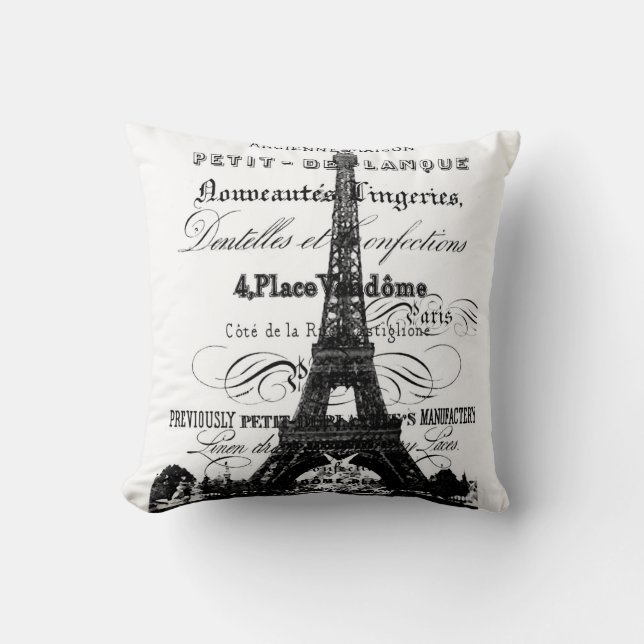Almofada Travesseiro decorativo 20" da torre Eiffel x 20" (Frente)