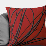 Almofada Travesseiro decorativo Abstrato artístico moderno,<br><div class="desc">O travesseiro decorativo moderno apresenta uma composição linear abstrato artística em vermelho, preto e cinza. Um desenho abstrato artístico com um padrão linear orgânico apresenta linhas orgânicas pretas e cinzas que giram da esquerda para a direita sobre um fundo vermelho. Este travesseiro decorativo é destinado a adicionar um salto de...</div>