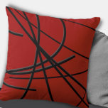 Almofada Travesseiro decorativo Abstrato artístico moderno<br><div class="desc">O travesseiro decorativo moderno apresenta uma composição linear abstrato artística em vermelho e preto com sotaques de cinza. Um desenho abstrato artístico com um padrão linear orgânico apresenta linhas orgânicas pretas e cinzas que giram da esquerda para a direita sobre um fundo vermelho. Este travesseiro decorativo é destinado a adicionar...</div>