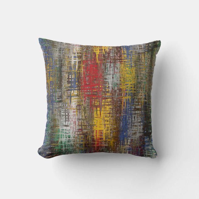 Almofada Travesseiro decorativo abstrato de cores primárias (Frente)