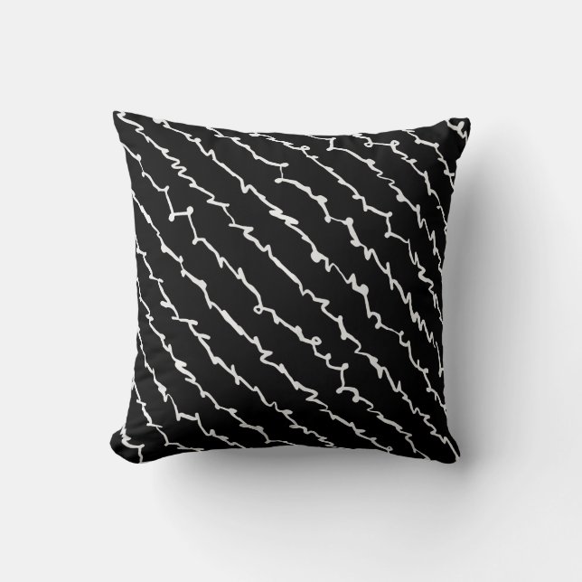 Almofada Travesseiro decorativo abstrato preto e branco (Frente)