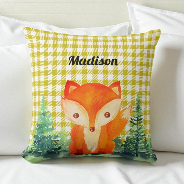 Almofada Travesseiro decorativo Amarelo da Floresta Fox Nur (Criador carregado)