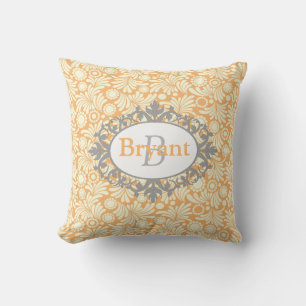 Almofada Travesseiro decorativo Amarelo e Cinza Monograma