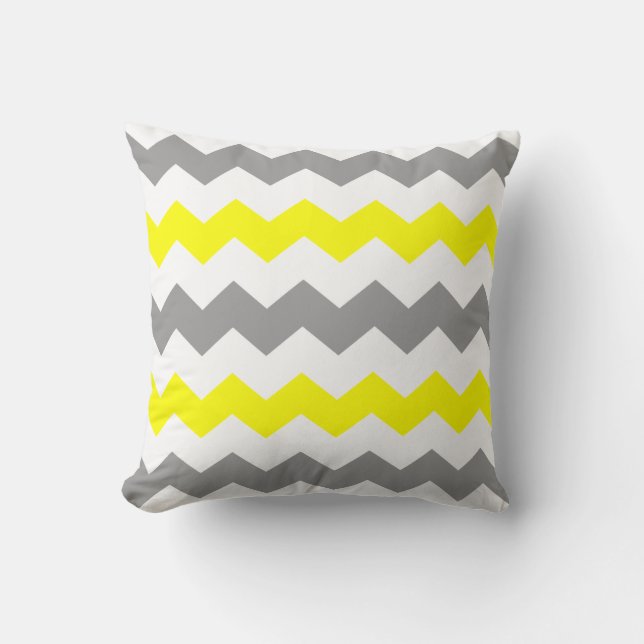 Almofada Travesseiro decorativo amarelo e cinzento de (Frente)
