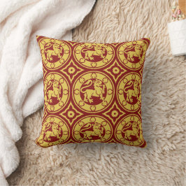 Almofada Travesseiro decorativo Amarelo e Vermelho dos Leõe