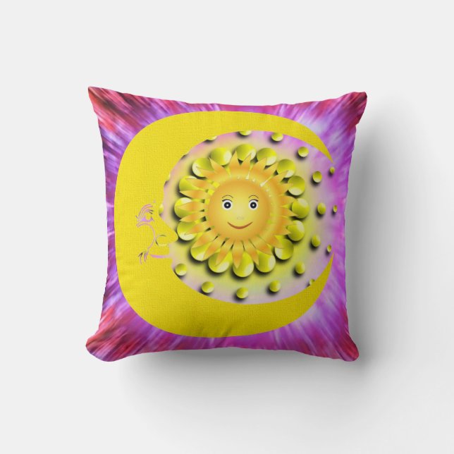 Almofada Travesseiro decorativo Amarelo - Estrelas da Lua (Frente)
