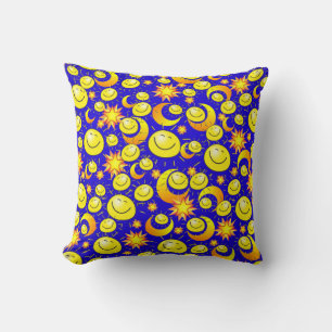 Almofada Travesseiro decorativo Amarelo Sol Lua Estrelas Az