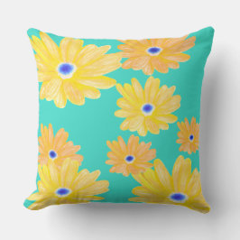 Almofada Travesseiro decorativo Amarelo-Turquoise de Verão