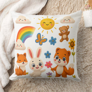 Almofada Travesseiro Decorativo Animais Arco-Íris Caprichos