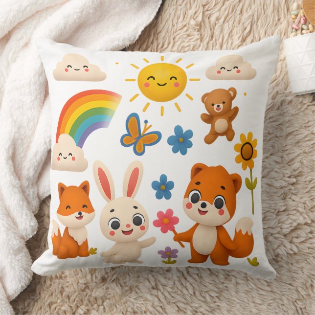 Almofada Travesseiro Decorativo Animais Arco-Íris Caprichos (Cobertor)