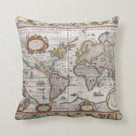 Almofada Travesseiro decorativo antigo do mapa do mundo