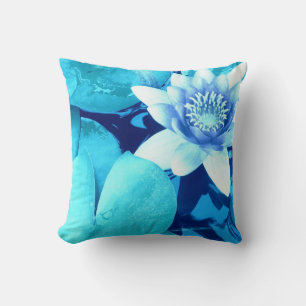Almofada Travesseiro decorativo Aqua Azul Waterlily Estilo