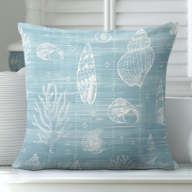 Almofada Travesseiro decorativo Aqua Blue Seashells (Criador carregado)
