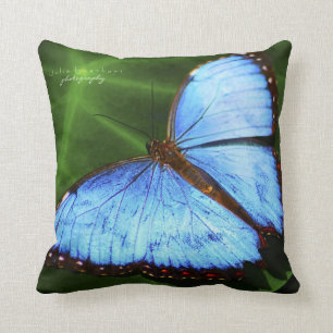 Almofada Travesseiro decorativo azul bonito da borboleta