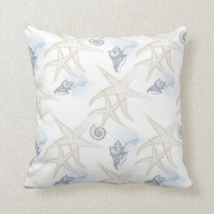 Almofada Travesseiro decorativo azul branco da praia de