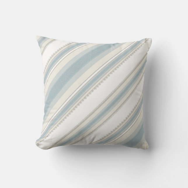 Almofada Travesseiro decorativo/Azul, Branco e Creme com fa (Frente)