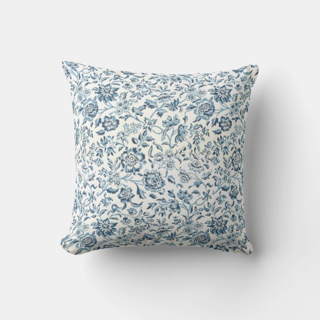 Almofada Travesseiro decorativo azul da flor (Frente)