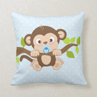 Almofada Travesseiro decorativo azul das bolinhas do macaco