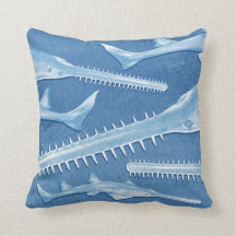 Travesseiro decorativo azul do Sawfish de