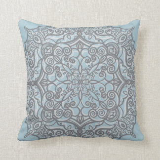 Almofada Travesseiro decorativo azul e cinzento do medalhão