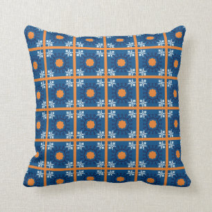 Almofada Travesseiro decorativo Azul e Laranja