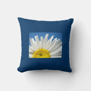 Almofada Travesseiro decorativo azul margarida branca flor