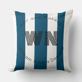 Almofada travesseiro decorativo azul monograma com logotipo