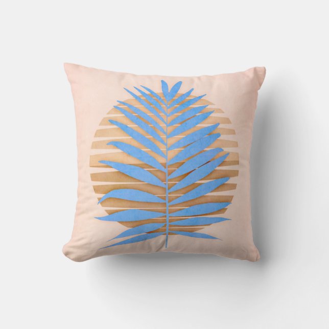 Almofada Travesseiro decorativo Azul Palm Frond (Frente)