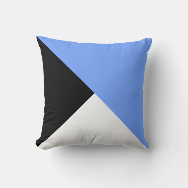 Almofada Travesseiro Decorativo Azul Preto com Bloco de Cor (Frente)