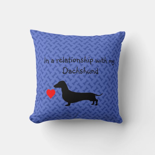 Almofada Travesseiro decorativo Azul Silhouette Dachshund (Frente)