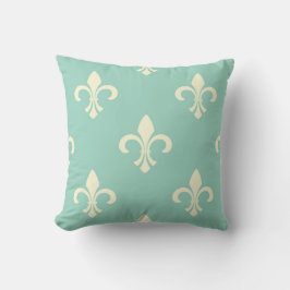 Almofada Travesseiro decorativo Azul-Verde Fleur de Lis
