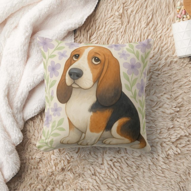 Almofada Travesseiro Decorativo Basset Hound Presente para  (Cobertor)