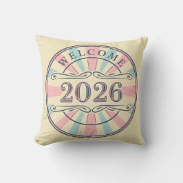 Almofada Travesseiro Decorativo Bem-vindo 2026 Retro
