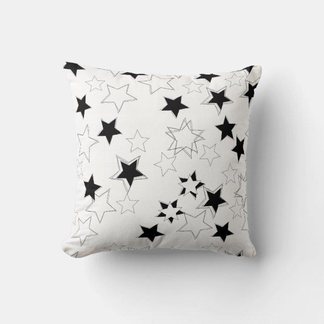 Almofada Travesseiro decorativo Black & White Star (Frente)