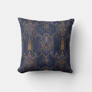 Almofada Travesseiro decorativo Blue and Dourado Art Deco S