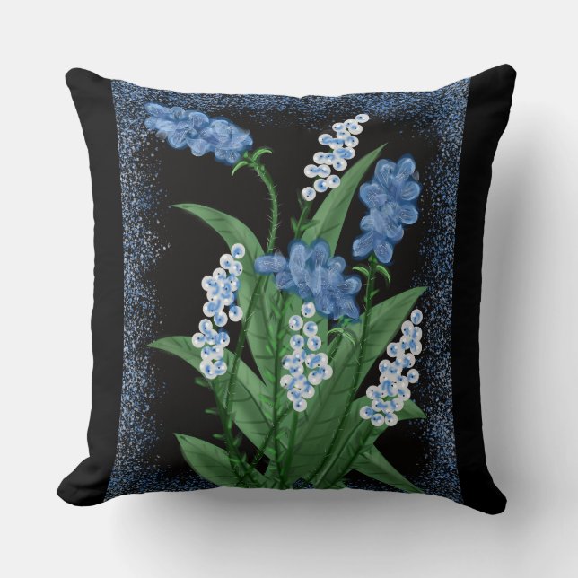Almofada Travesseiro decorativo Blue Blooms (Frente)