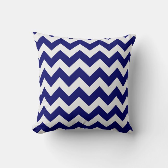 Almofada Travesseiro decorativo/Blue e White Chevron (Frente)