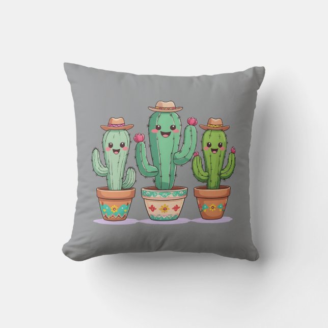 Almofada Travesseiro decorativo Boho Cactus (Frente)
