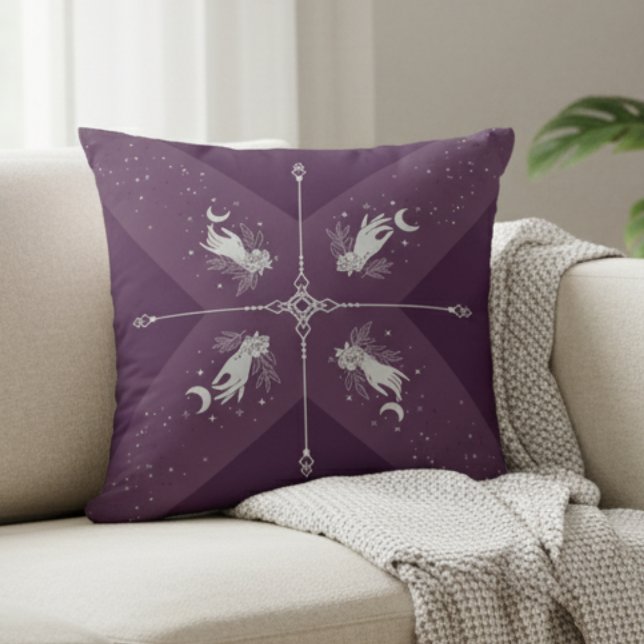 Almofada Travesseiro Decorativo Boho Celestial Roxo Lua Mís (Perfect for adding a mystic, boho, or witchy touch to your home decor )