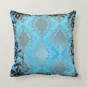 Almofada Travesseiro decorativo Boho Chic Blue e Black Vint
