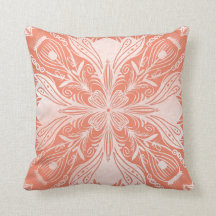 Travesseiro decorativo Boho Coral e White Mandala