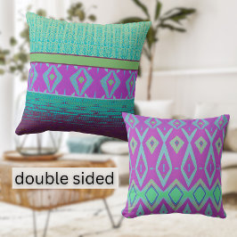Almofada Travesseiro decorativo boho de padrão colorido dup