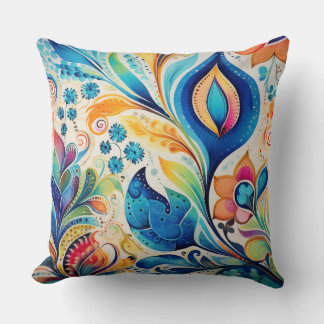 Almofada Travesseiro decorativo Boho Watercolor