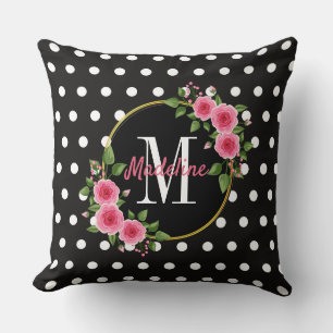 Almofada Travesseiro decorativo Bolinhas Preto e Branco